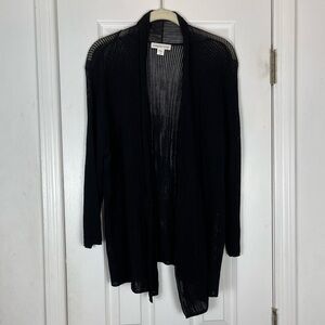 Coldwater Creek Black Mesh Knit Open Style Cardigan